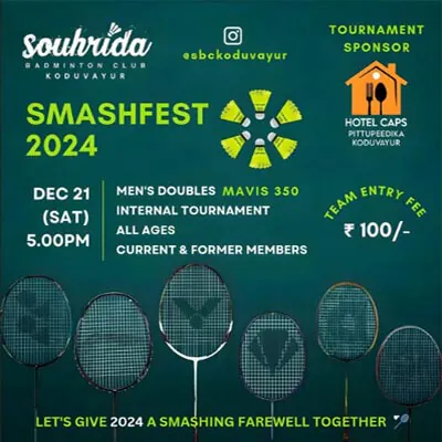 Hotel CAPS sponsoring Souhrida Badminton Club Koduvayur and Smashfest tournament
