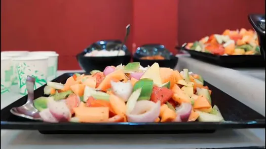 Freshly prepared dishes arranged for Hotel CAPS catering service