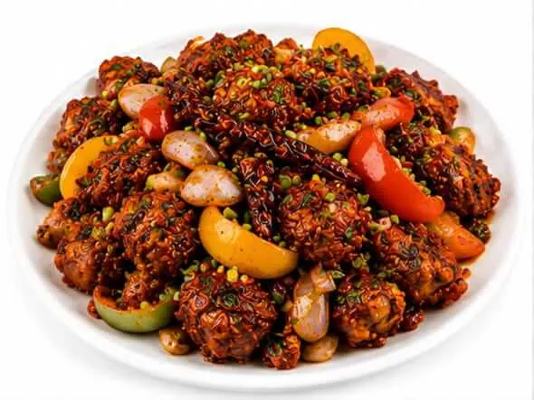 Dragon Chicken fiery Indo Chinese dark soy garlic