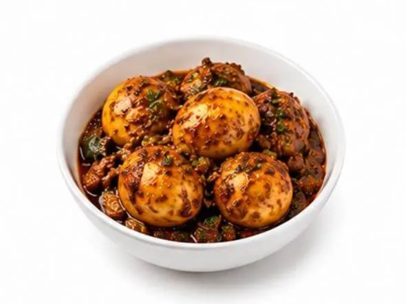 Egg Roast traditional Kerala semi dry caramelized onions