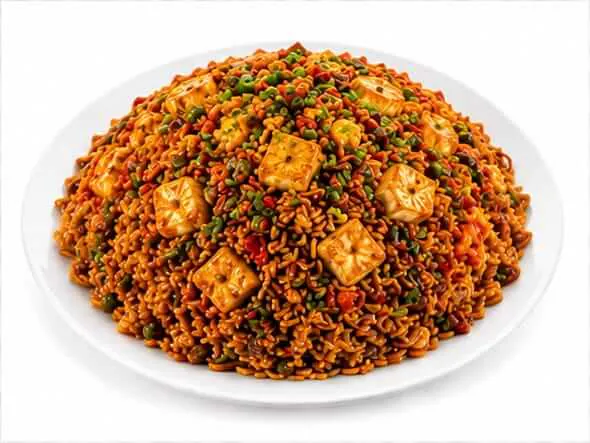 Schezwan Paneer Fried Rice spicy balanced soft mild cubes