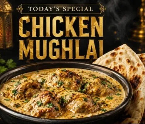 Hotel CAPS special Chicken Mughlai with flatbread